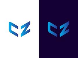 Initial letter CZ minimalist and modern 3D logo design vector