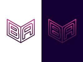 Initial letter BA minimalist and modern 3D logo design vector