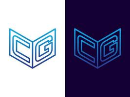 Initial letter CG minimalist and modern 3D logo design vector