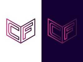 Initial letter CF minimalist and modern 3D logo design vector