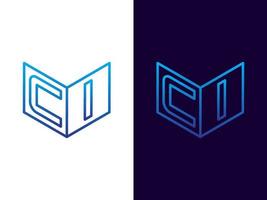 Initial letter CI minimalist and modern 3D logo design vector