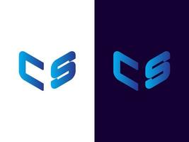 Initial letter CS minimalist and modern 3D logo design vector