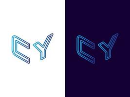 Initial letter CY minimalist and modern 3D logo design vector