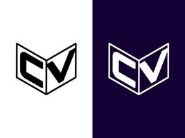 Initial letter CV minimalist and modern 3D logo design vector