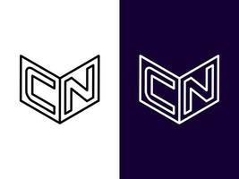 Initial letter CN minimalist and modern 3D logo design vector