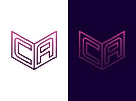 letra inicial ca diseño de logotipo 3d minimalista y moderno vector