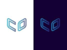 Initial letter CO minimalist and modern 3D logo design vector