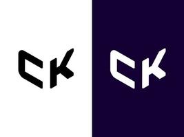 Initial letter CK minimalist and modern 3D logo design vector