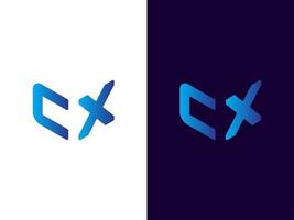 Initial letter CX minimalist and modern 3D logo design vector