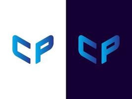 Initial letter CP minimalist and modern 3D logo design vector