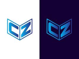 Initial letter CZ minimalist and modern 3D logo design vector