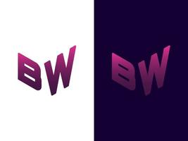 Initial letter BW minimalist and modern 3D logo design vector