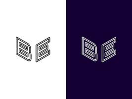 Initial letter BE minimalist and modern 3D logo design vector