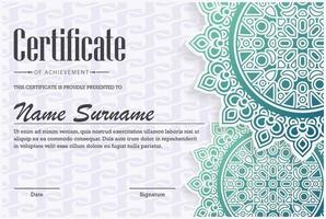 Blue mandala award certificate template vector