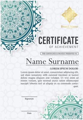 Blue mandala award certificate template