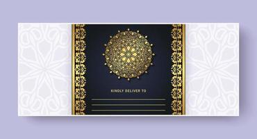 Luxury mandala decorative card in gold color vector