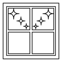 Window overlooking the night stars icon black color illustration flat style simple image vector