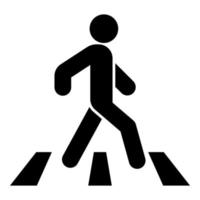 Pedestrian on zebra crossing icon black color illustration flat style simple image vector