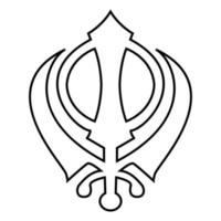 Khanda symbol sikhi sign icon black color illustration flat style simple image vector