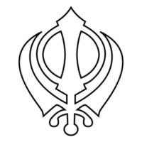 Khanda symbol sikhi sign icon black color illustration flat style simple image vector