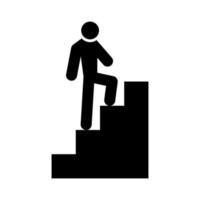 un hombre subiendo escaleras icono de color negro. vector