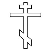 Cross eight-pointed of Greek-Catholic Orthodox icon black color illustration flat style simple image vector