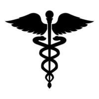 Caduceus health symbol Asclepius's Wand icon black color illustration flat style simple image vector