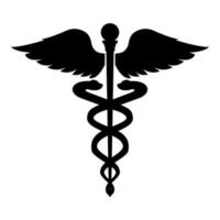 Caduceus health symbol Asclepius's Wand icon black color illustration flat style simple image vector