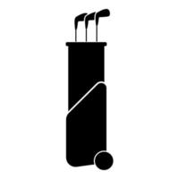 bolsa para palos de golf sobre ruedas icono color negro ilustración estilo plano imagen simple vector