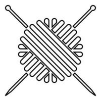 Ball of wool yarn and knitting needles icon black color illustration flat style simple image vector