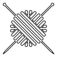 Ball of wool yarn and knitting needles icon black color illustration flat style simple image vector