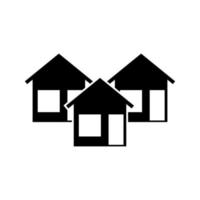 Three house black color icon . vector