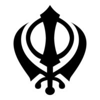Khanda symbol sikhi sign icon black color illustration flat style simple image vector