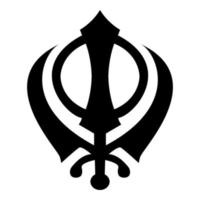 Khanda symbol sikhi sign icon black color illustration flat style simple image vector