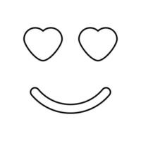 Smile with heart eyes black color icon . vector