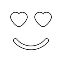 Smile with heart eyes black color icon . vector