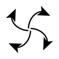 Four arrows in loop from center black icon . vector