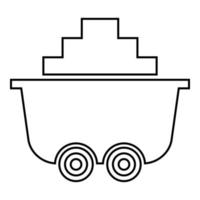 Mine cart or trolley of coal icon black color illustration flat style simple image vector