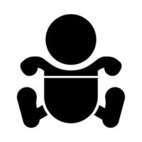 Toddler boy with diapers it is black icon . vector