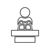 Man speaking from the rostrum black color icon . vector