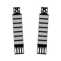 Pisa tower it is black icon . vector