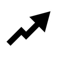 Chart of growth with arrow up black color icon . vector