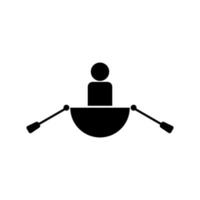 Man in a boat black color icon . vector