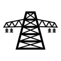 Electric pole post high voltage set line icon black color illustration flat style simple image vector