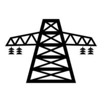 Electric pole post high voltage set line icon black color illustration flat style simple image vector