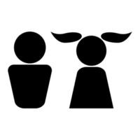 Boy and girl black color icon . vector