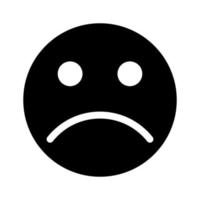 icono de color negro emoticono triste. vector