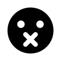 Silence emoticon black color icon . vector