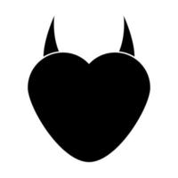 Heart with devil horn black color icon . vector