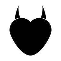 corazón con cuerno de diablo icono de color negro. vector